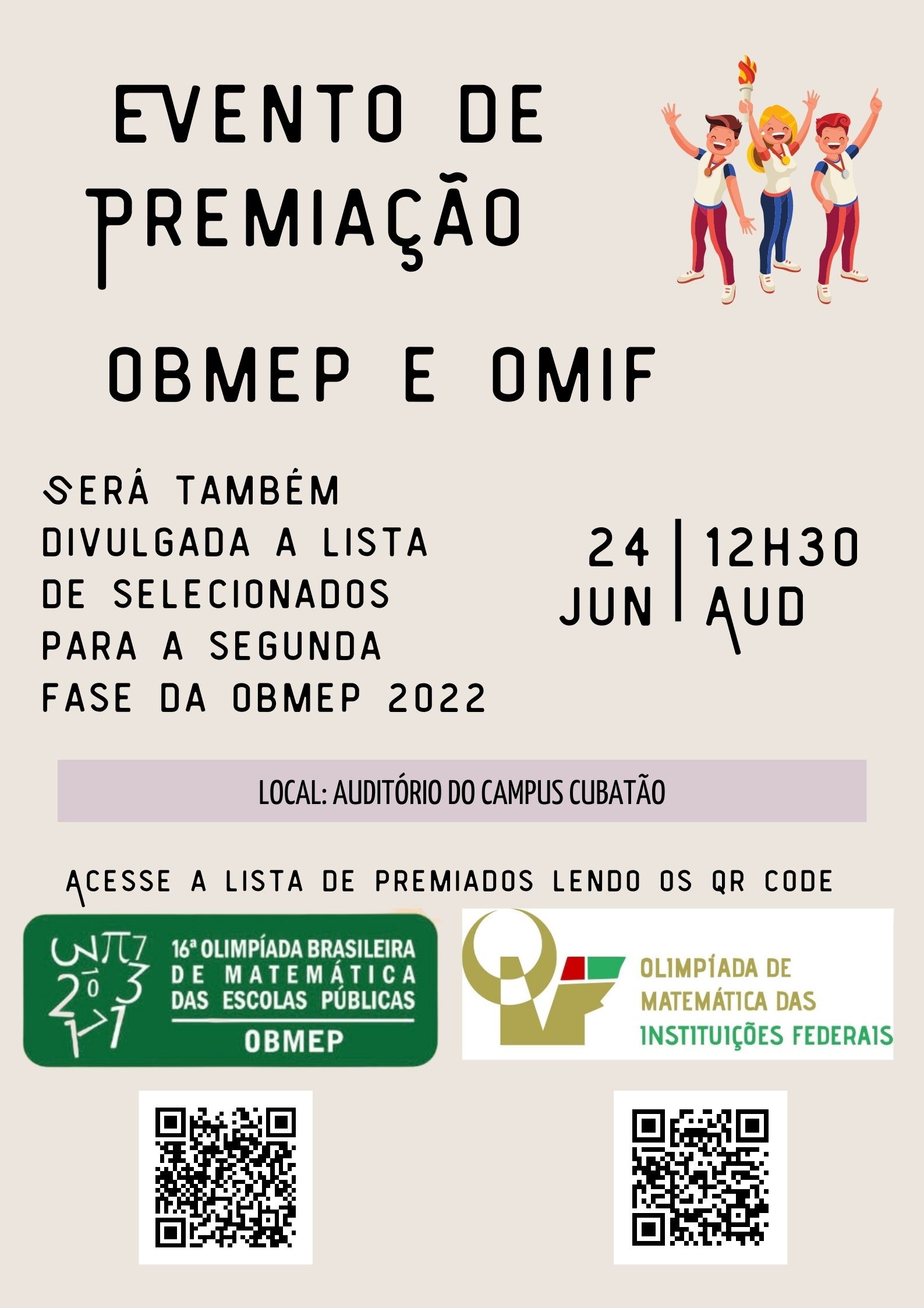 Premiação das olimpíadas