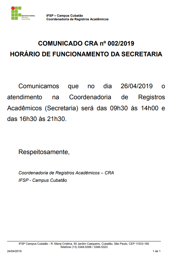 comunicado cra